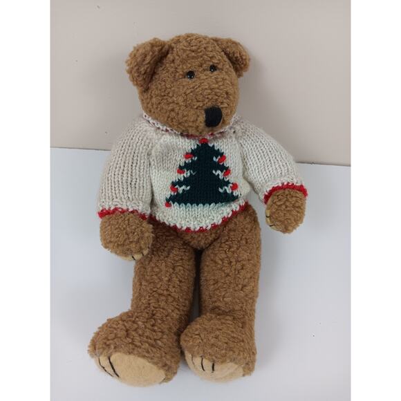 1996 VTG Berkeley DesignsTeddy Bear Plush Christmas Tree Sweater Jointed 12" - Picture 1 of 7